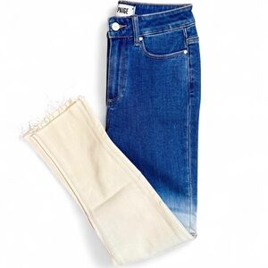 PAIGE Blue to White Ombre Straight Leg Jeans